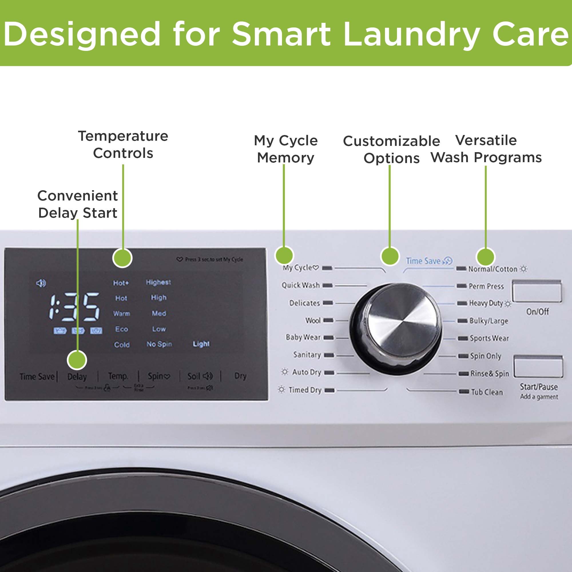 Hamilton Beach 2.7 Cu. ft. Front Loading Washer and Dryer, All-In-One Washer-Dryer Combo with 12+ Wash Programs, 800 RPM Spin Speed, White