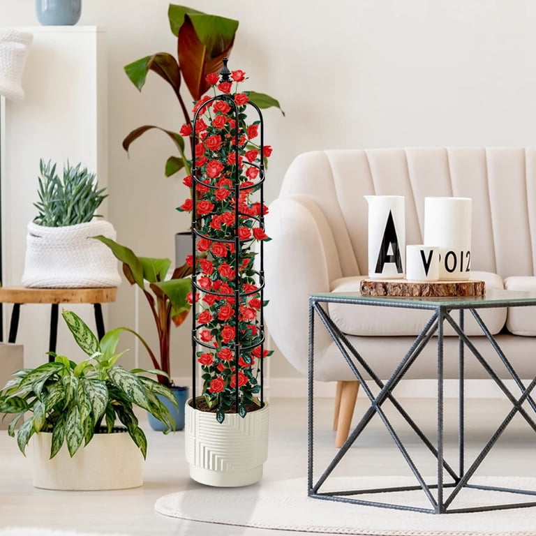 2 Pack Garden Trellis For Climbing Plants - 6.2 Ft Metal Obelisk With Plastic Coating, Plant Support