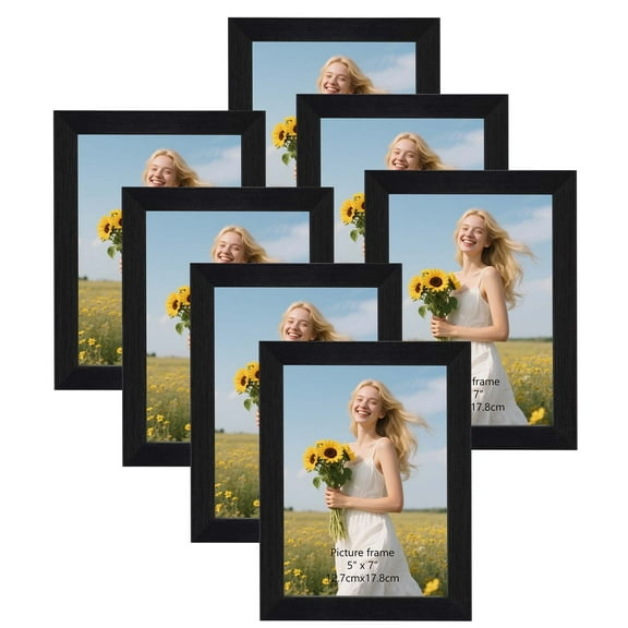 Giftgarden 5x7 Picture Frames Set of 7, Classic Black 5x7 Photo Frame for Tabletop or Wall Decoration