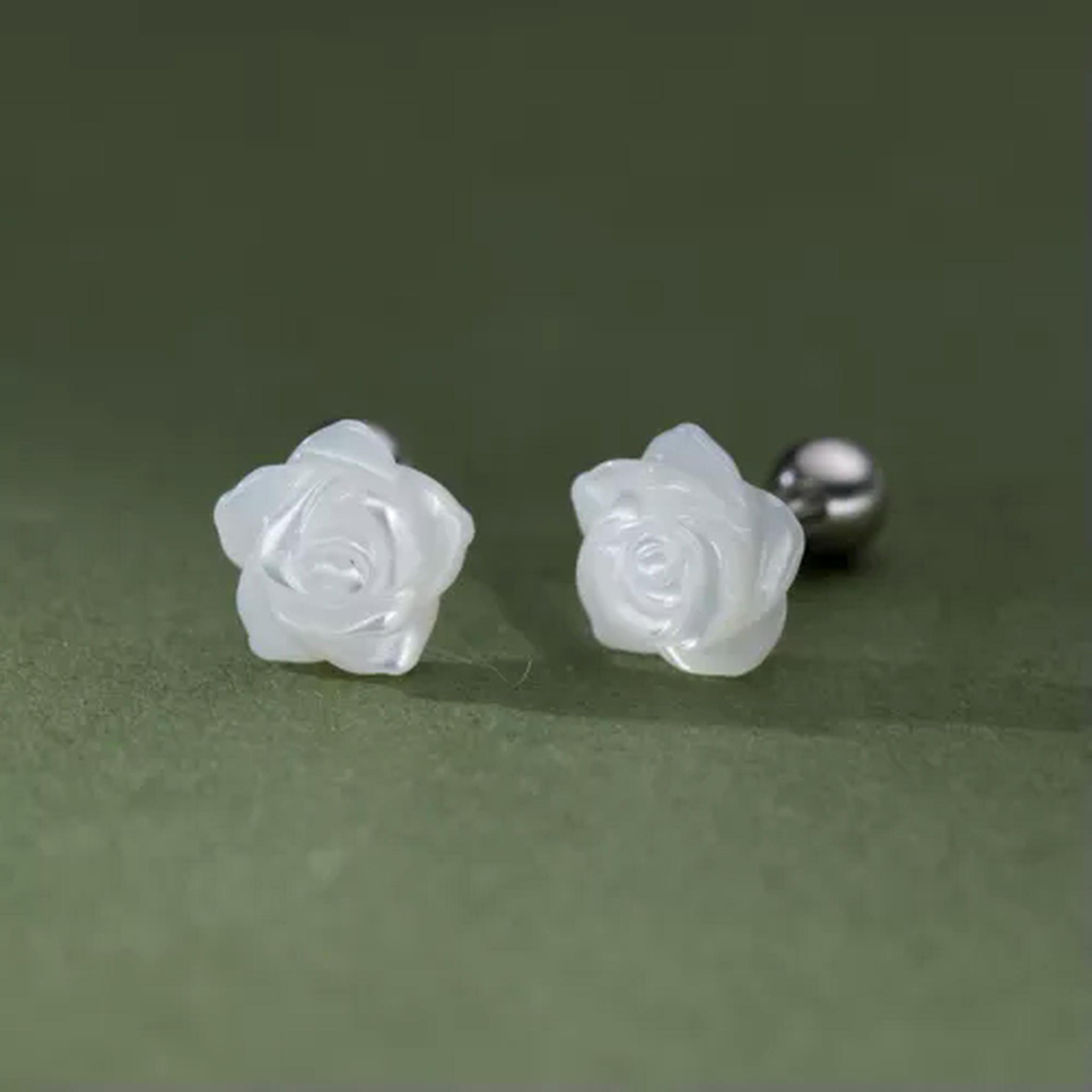 EOEMY 925 Sterling Silver 8/10 mm White Shell Flower Stud Earrings Women Screw Backs-10 mm