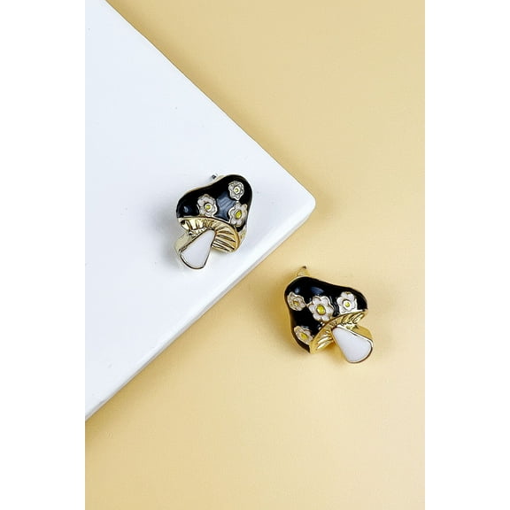 0.75" MUSHROOM SHAPED ENAMEL POST EARRINGS