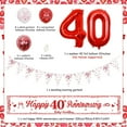 thumbnail image 6 of 40th Wedding Anniversary Decorations Happy 40th Ruby Wedding Anniversary Banner Red Ruby 40th Anniversary Balloons Bunting Triangle Flags Number 40 Foil Balloon, 6 of 7