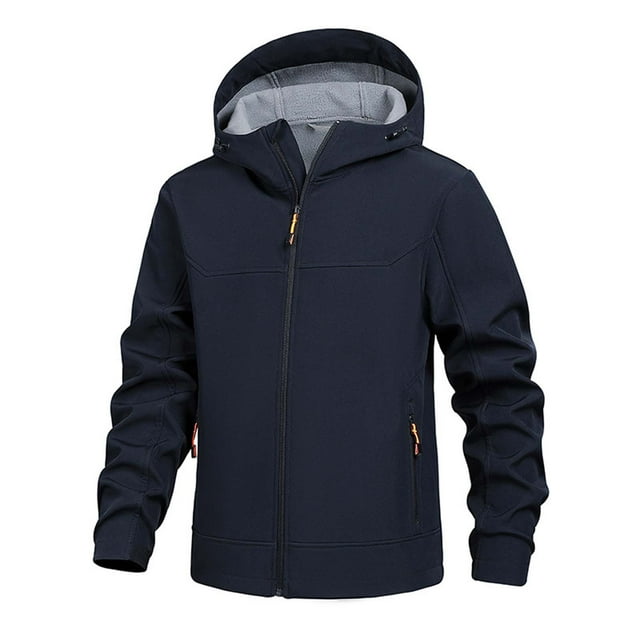 MIASHUI Outdoor Windbreaker Mens New Autumn Winter Plush Thick Softshell Windproof Durable Sport Coat Jacket For Men Blue,L