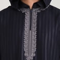 thumbnail image 4 of Afdoent Mens Shirts Male Embroidered Hooded Robe With Stripes Long Sleeve For Wear Side Pocket Abaya Relaxed Fit, 4 of 6