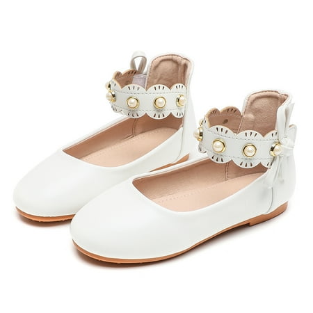

Kids Girls Leather Mary Jane Shoes With Bow Decor