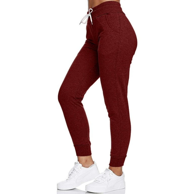 NILLLY Pants for Women Solid Fashion Relaxed High Waist Stretch Wide Leg  Pants with Pockets Sports Pants Ladies Pants Wine / 2XL 