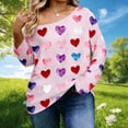 thumbnail image 2 of Mujeres de Manga Larga Tops de Moda Multi-Color Corazón Impresión Off-Shoulder con Mangas Acampanadas para la Fiesta Y las Vacaciones, 2 of 6