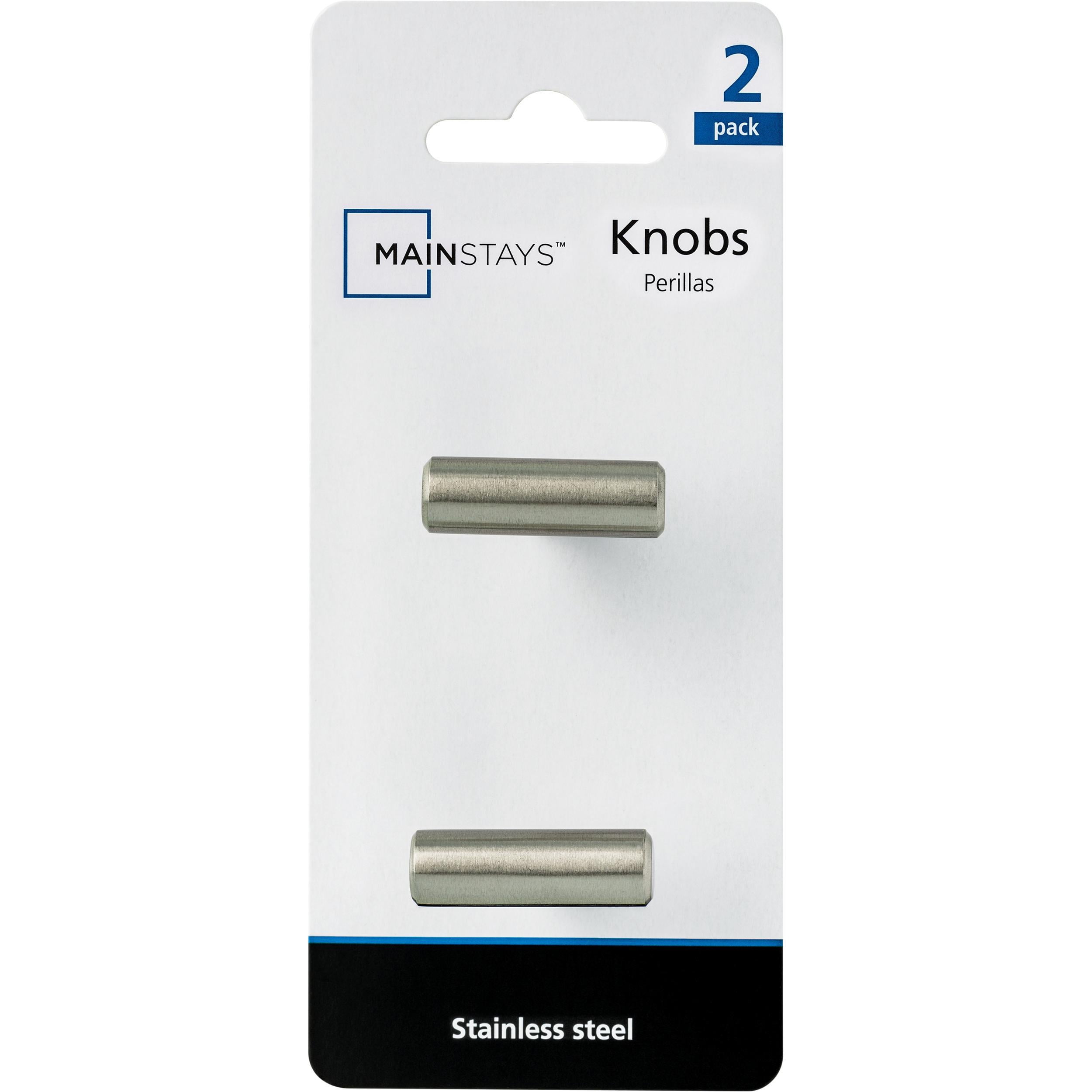 (2 pack) Mainstays Simple Round 1-1/4 in. (32 mm) Stainless Steel Cabinet Bar Knob (2-Pack)