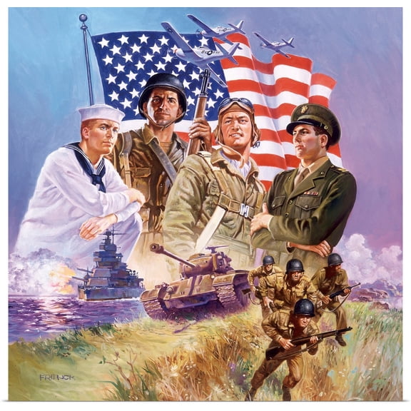 Great BIG Canvas | Rolled Hal Frenck Poster Print entitled The Armed Forces