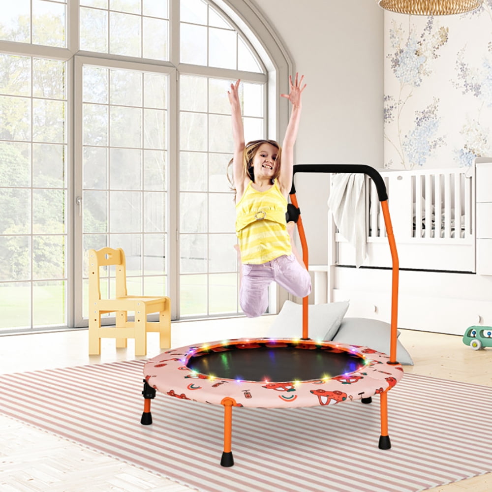 Barara King Backyard Trampoline, Trampoline,36 Inch Mini Trampoline with Colorful LED Lights and Bluetooth Speaker-Multicolor