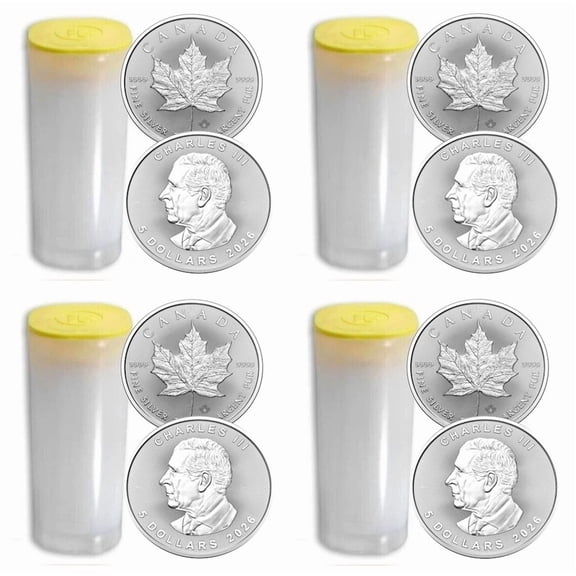 Lot of 100 - 2026 1 oz Canada 9999 Fine Silver Maple Leaf $5 Coin BU