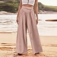 thumbnail image 2 of FUNUONY Womens Wide Leg Pants Casual Palazzo Flowy Pleated Trouser Woman Elastic High Waisted Loose Fit Lounge Pant Comfy 2025 Wide Leg Casual Pants Lightweight Loose Pants Pink Xxl, 2 of 6
