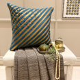thumbnail image 2 of The HomeCentric Pillow Covers Teal Blue Pillowcases Pack of 2 16x16 inch (40x40 cm) Silk Throw Pillow Covers Striped Pintucks Textured Striped Modern Cushion Cover&nbsp; Easter - Unfolding Teal Copper, 2 of 10