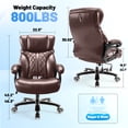 thumbnail image 6 of Qusaphy 800lbs Big and Tall PU Leather Executive Office Chair for Adults, Reclining Backrest, Spring Cushion, Lumbar Support, Ergonomic Armrest, Home Office Desk Chair, 6 of 7