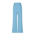 thumbnail image 5 of QATAINLAV Wide Leg Pants for Women Summer Baggy Flowy Linen Palazzo Pants Beach Casual Elastic Waist Trouser with Pockets Blue L My Orders Placed By Me, 5 of 7