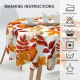 thumbnail image 4 of Fall Tablecloth 60 Inch Round Rustic Thanksgiving Pumpkin Maple Leaves Tablecloths Fabric Farmhouse Autumn Table Cloth Decorative for Picnic Party Holiday Home Indoor Outdoor, 4 of 5