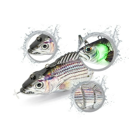 Rechargeable multi-section Fish green LED luminous simulation hard bait swimming bait propeller electric Luya multi-section Fish