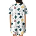 thumbnail image 6 of Haiem Turtles And Corals Pattern Pajama Set for Women 2 Piece Lounge Set Short Sleeve Tops and Shorts Soft Sleepwear-, 6 of 7