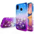 thumbnail image 2 of Liquid Glitter Case for Galaxy Note 10 Plus Cover w/ Screen Protector Shock Proof Bling Waterfall Diamond for Girls Women Cases for Galaxy Note 10 Plus Case - Purple/Blue, 2 of 5