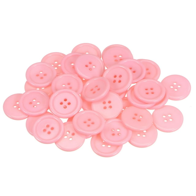 Unique Bargains Pink Resin Round Flat 4-Hole Sewing Buttons (100 Pieces)