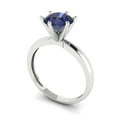 thumbnail image 2 of 1.5 ctw Solitaire Anniversary Ring for Women | Round Cut Simulated Blue Sapphire | Hyperallergenic Solid 14K White Gold, 2 of 5