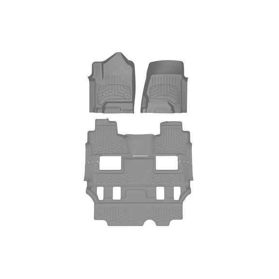 WeatherTech FloorLiner HP Custom Fit Floor Mats compatible with Tahoe, Yukon - Complete Set (1st Row, Two Piece - 2nd & 3rd Row), Grey
