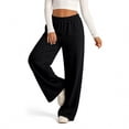 thumbnail image 2 of Nestiefly Womens Sweatpants Casual Wide Leg Baggy Lounge Pants | Sweat Pants for Women, Elastic Waisted with Pockets, Loose Soft Joggers Black M, 2 of 8