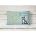 thumbnail image 2 of Welcome Friends Black Staffie Canvas Fabric Decorative Pillow, 2 of 3