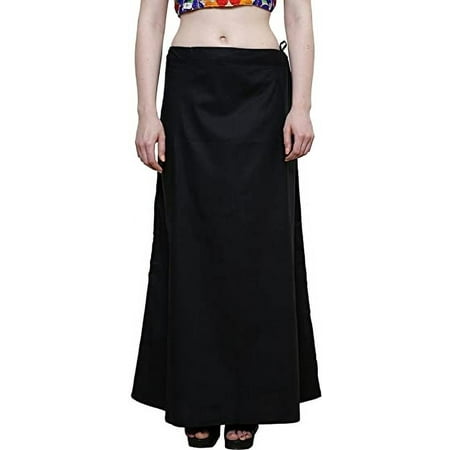 Stylesindia Women's Cotton Readymade Indian Inskirt Saree Petticoats Underskirt - Black