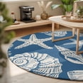 thumbnail image 3 of Round Area Rugs 6Ft, Lake Blue Starfish Coastal Non-Slip Washable Circle Rugs Carpet, Shell Summer Beach Nautical Indoor Outdoor Rug Floor Mats Throw Runner for Bedroom Living Room Bathroom, 3 of 8