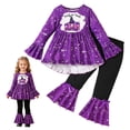 thumbnail image 4 of JFOPQVSM 1-8T Toddler Girl Halloween Clothes Set Plaid Pumpkin T-Shirts Tees Pullover Shirts Tops+Flare Pants Outfit Set, 4 of 8