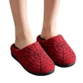thumbnail image 2 of IEMIEMIEM Halloween Slippers for Men Women Fluffy Plush Warm House Slippers with Ghost Spider Web Design Non-Slip Home Spooky Shoes Red 8-9 Wide, 2 of 5