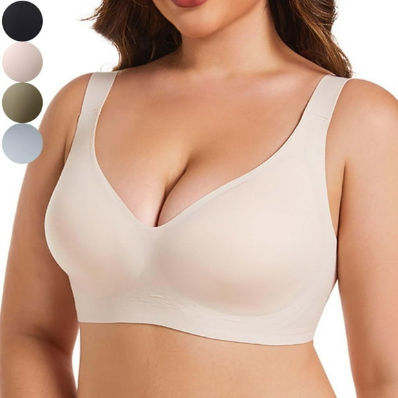Posijego Womens Seamless Bra Plus Size Full Coverage Push up Wireless Everyday Bra No Underwire Bralette M-5XL