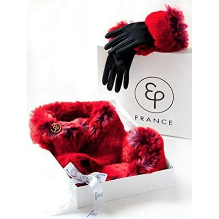 Evelyne Prélonge - Faux Fur Scarf & Glove Gift Set - Rouge Red