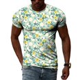 thumbnail image 1 of Summer Men's Flower Pattern Printed T-Shirt Hip-Hop Element Trend Round Neck Tees Seasonality Fashion Handsome Short Sleeve Tops, 1 of 5