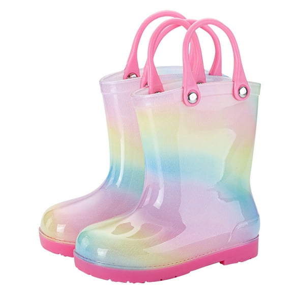 Fall/Winter Clothes, HVOBTTY Toddler's Waterproof Boots, Children's Rain Shoes Men's and Women's Non Rain Boots Portable Children's Outdoor Home Rubber Shoes Rain Shoes Pink, 4 Years