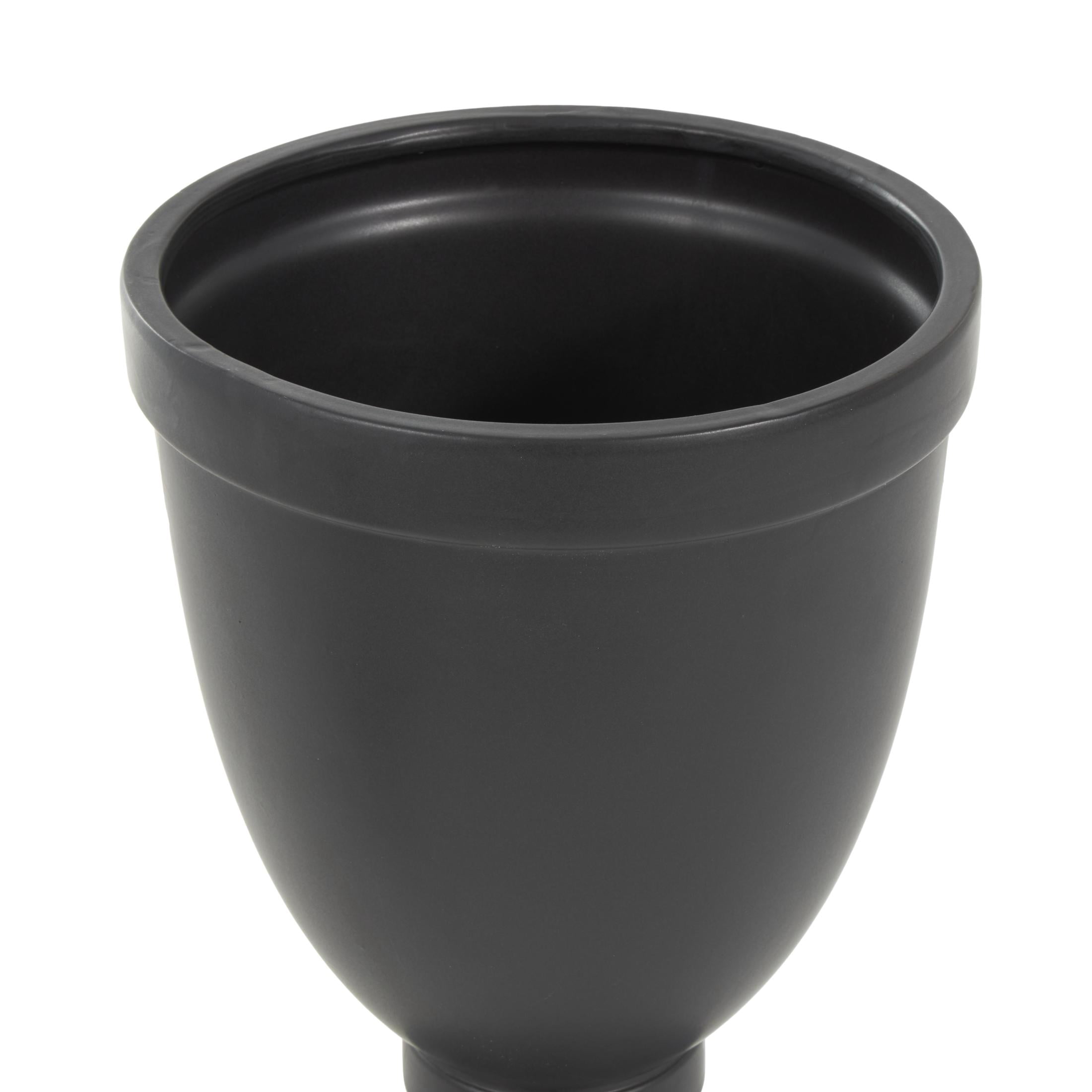 DecMode 10" x 22" Black Ceramic Fluted Urn Shaped Decorative Jars with Lid, 1-Piece
