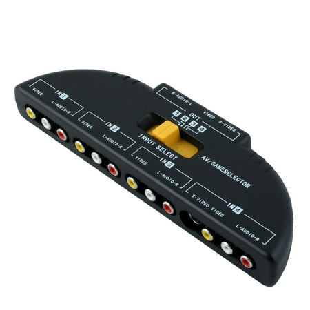 4 Input 1 Output Port Audio Video AV RCA Game Selector Switcher Switch Box Splitter