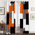 thumbnail image 2 of Orange 100% Blackout Curtains for Bedroom,Set Black Grey Modern Abstract Geometric Black Out Curtains Insulated Room Darkening Window Drapes for Living Room 26"W x 54"L (Pack of 2), 2 of 6