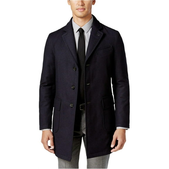 Sanyo Mens Chesterfield Pea Coat, Blue, Medium