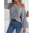 thumbnail image 5 of Womens Casual Off Shoulder Sweater Loose Batwing Long Sleeve Pullover Sweater Crochet Hollow Knit Jumper Tops, 5 of 6