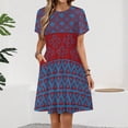 thumbnail image 2 of Japanese Style Boho Pattern Sundress Short Sleeve Dress Summer Women Clothes Dress for Women Dresses, 2 of 7