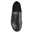 thumbnail image 3 of Brinley Co. Womens Glitter Faux Leather Slide Sneakers Pewter, 5.5 Regular US, 3 of 6