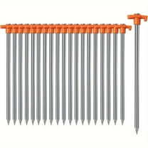 Mapskey Tent Stakes 20 Pack, 9.84 inch Heavy Duty Galvanized Non-Rust Ground Stakes Metal Tent Pegs Ground Stakes Tent Spikes for Camping Patio, Garden, Canopies, Grassland, Outdoor, Orange
