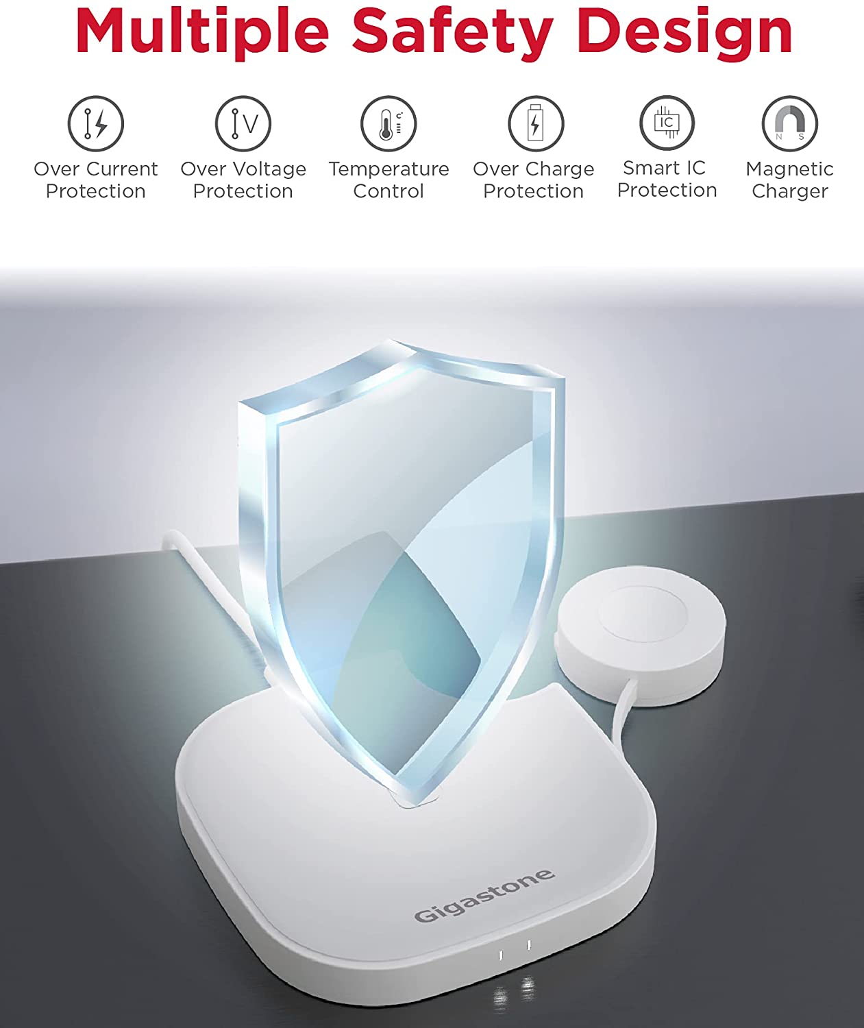 Gigastone 2 in 1 Dual Wireless Charging Pad Compatible with iPhone 12/12 Pro/12 Pro Max/11/11 Pro/XS Max/XR/XS/X/8, Galaxy S21/S20/Note 10/S10/S9/S8/Note 8, Apple Watch 6/SE/5/4/3/2/1, Airpods Pro
