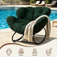 thumbnail image 6 of HOMEMIYN Oversized Papasan Rocking Chair, Comfy Thick Cushioned Lounge Rocker, Rust Resistant Metal Frame, 350 LBS Capacity for Patio, Living Room, Bedroom, Balcony, Dark Green, 6 of 11