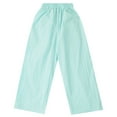 thumbnail image 3 of YONGHS Kids Girls Casual Baggy Wide Leg Palazzo Pants Solid Color Beach Trousers with Pockets Light Green 15-16, 3 of 7