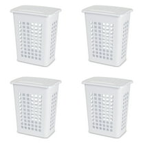 Sterilite LiftTop Laundry Hamper, Plastic, Jumbo Size with Lid and Carry Handles, White, Pack of 4