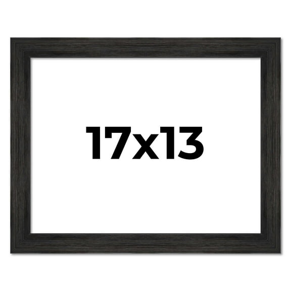 17x13 Distressed/Aged Black Wood Picture Frame - UV Acrylic, Foam Board Backing, & Hanging Hardware Included!