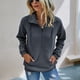 thumbnail image 3 of Jersey de manga larga con cuello con cremallera y dobladillo con puños acanalados, diseño de bolsillo grande, sudadera informal elegante para mujer, gris oscuro S, 3 of 6
